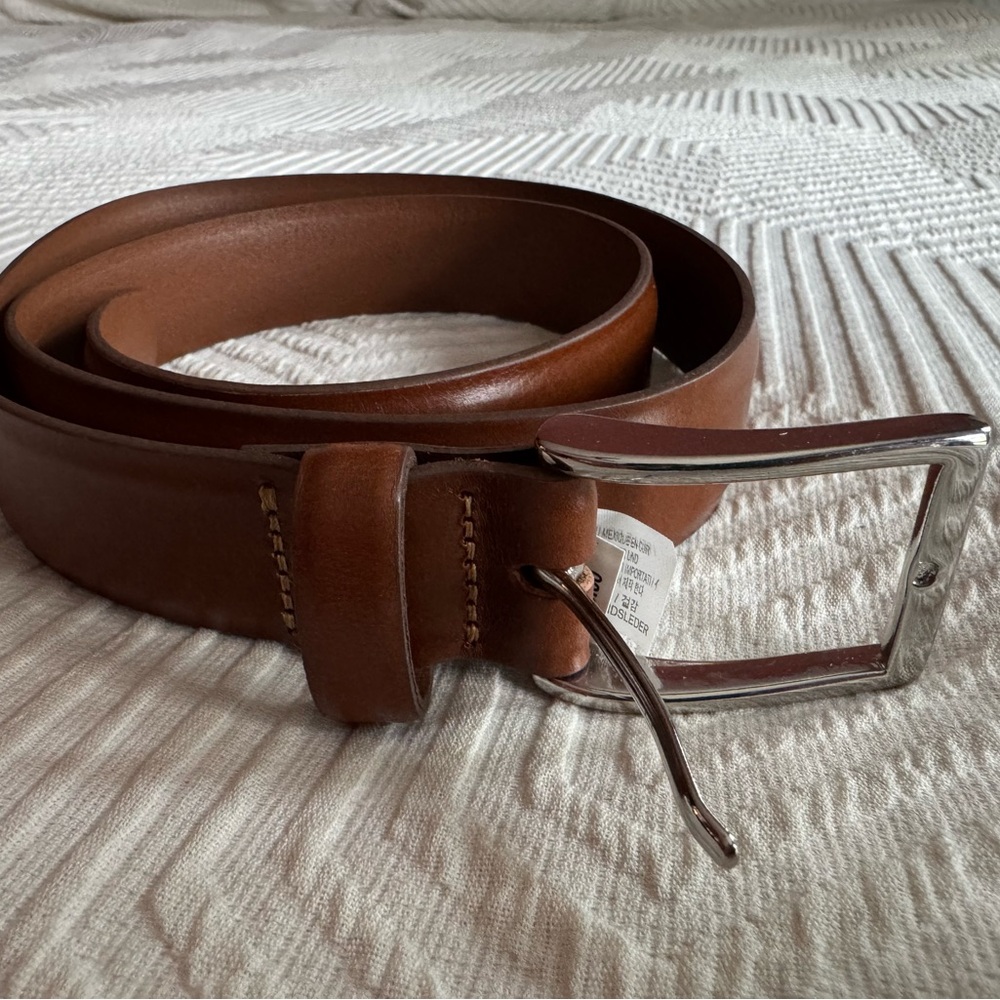 J. Crew English Tan Leather Belt with Silver Buckle